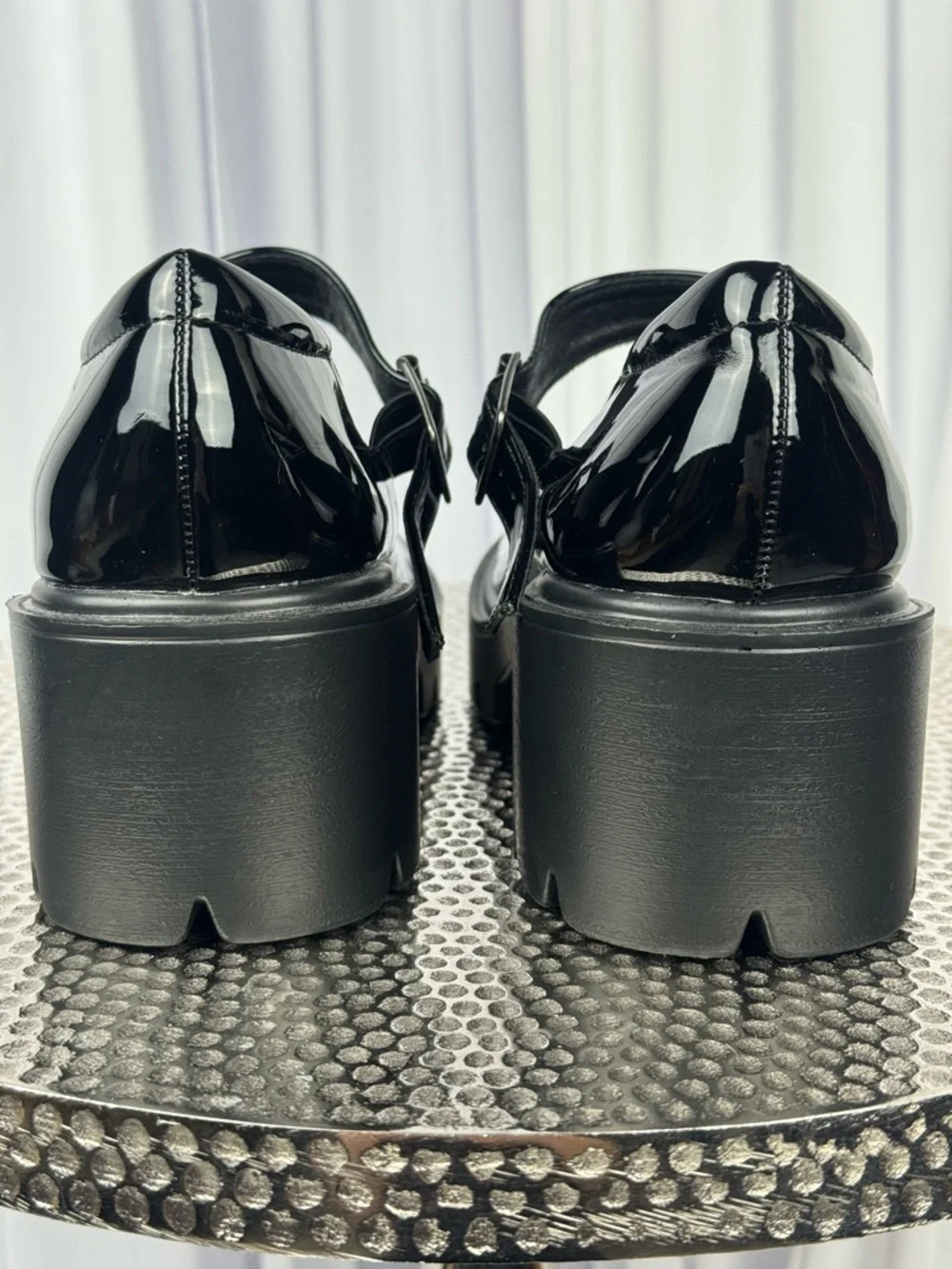 Synthetic Patent Mary Jane Platforms Size 38